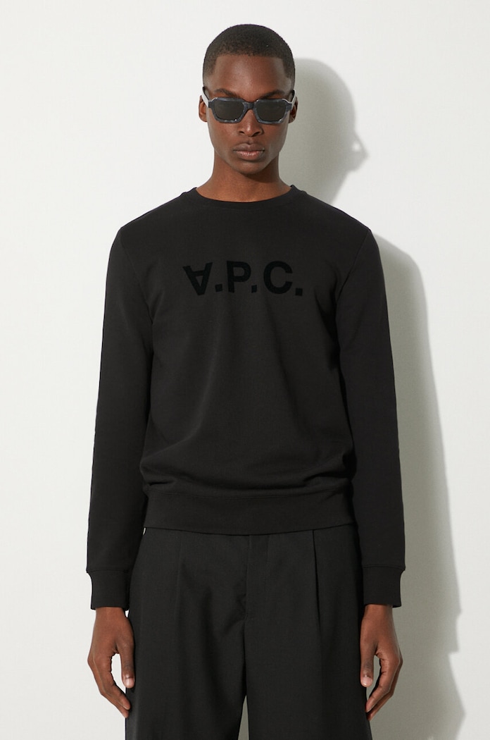 A.P.C. Bluza A.P.C. Sweat Vpc COECQ-H27378 BLACK sweatshirt cotton men's