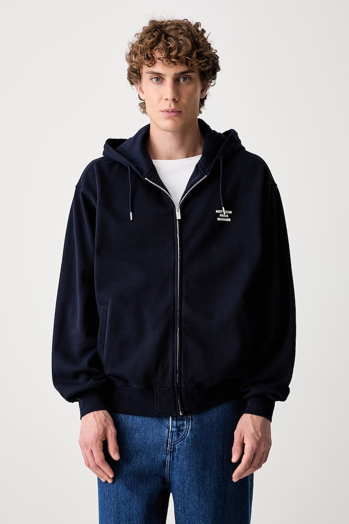 Drôle de Monsieur Slogan zip-up sweatshirt cotton Men's