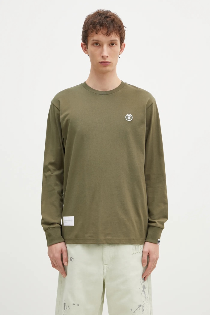 AAPE cotton longsleeve top Moon Face Logo