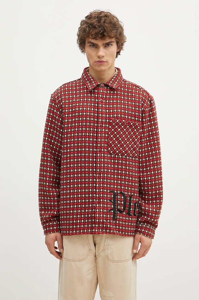 PLEASURES wool blend shirt Cross Work Shirt