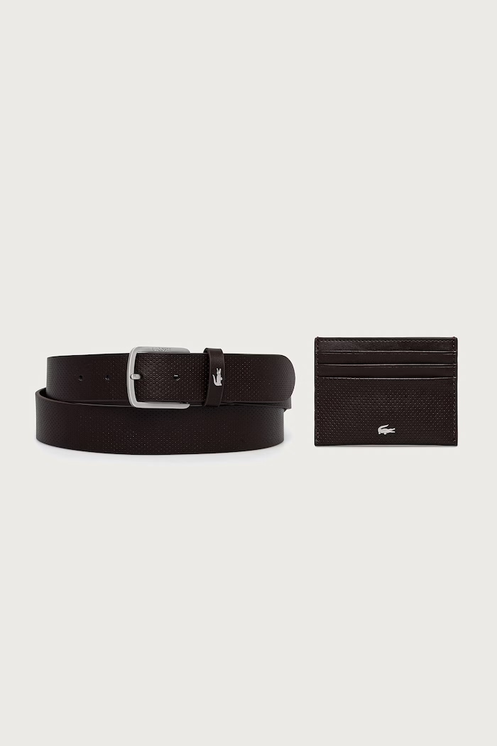 Lacoste card case and belt set leather Men's