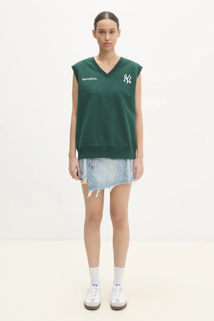 Sporty & Rich cotton gilet Yankees Serif V-Neck — photo 5