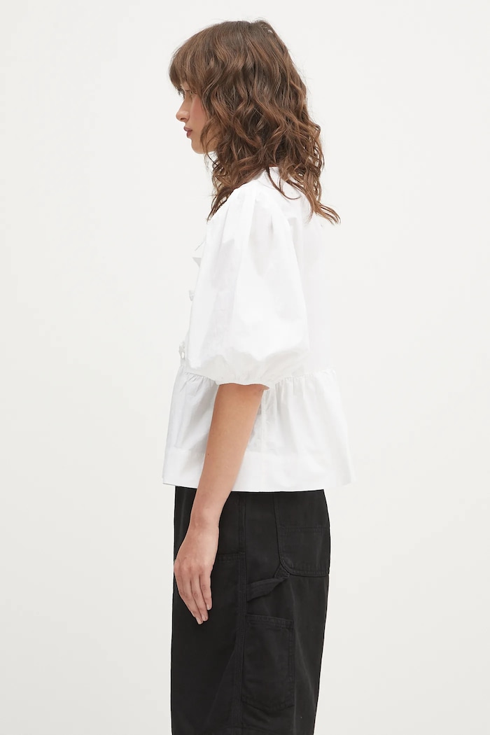GANNI Cotton Poplin Peplum plain cotton Women's ruffle blouse — photo 2