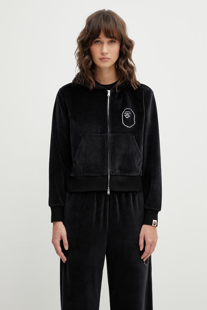 A Bathing Ape velvet sweatshirt Crystal Stone Ape Head