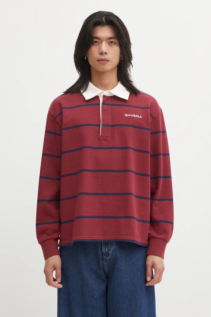 Sporty & Rich cotton longsleeve top Serif Logo Rugby