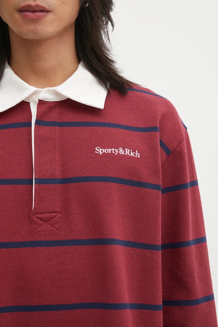 Sporty & Rich cotton longsleeve top Serif Logo Rugby — photo 4