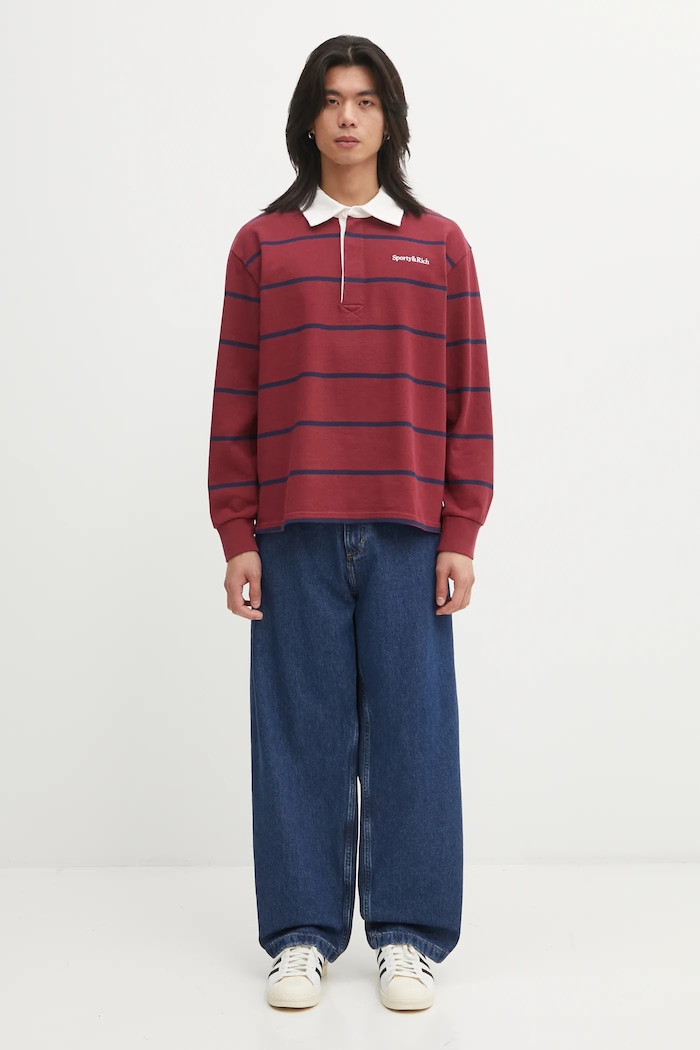 Sporty & Rich cotton longsleeve top Serif Logo Rugby — photo 5