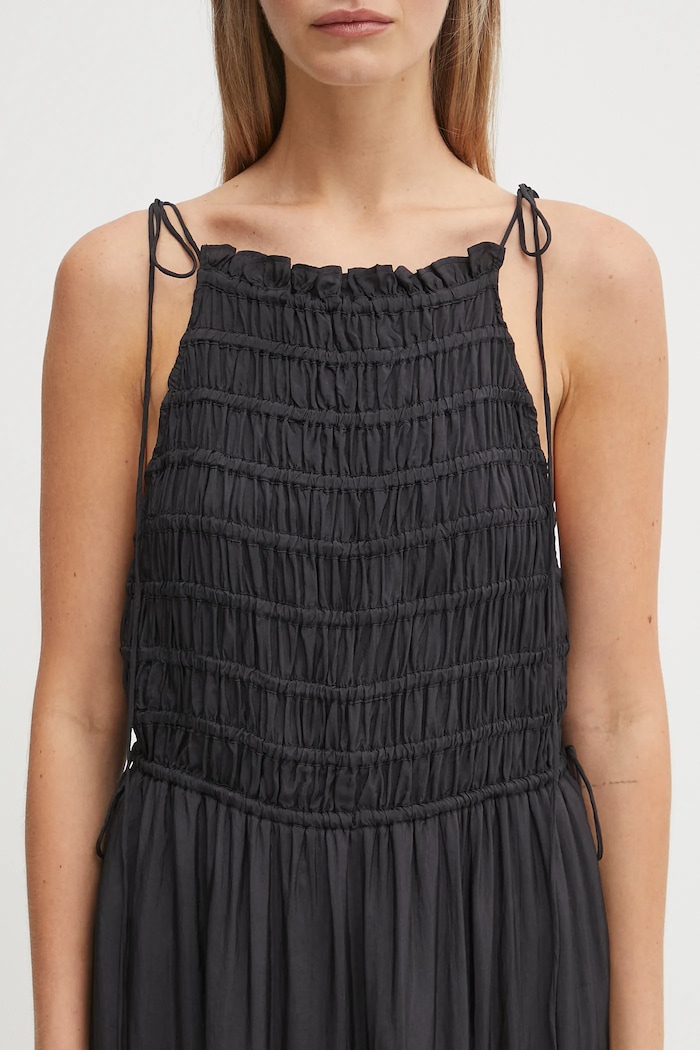 GANNI dress Viscose Habotai Maxi Smock Slip — photo 4
