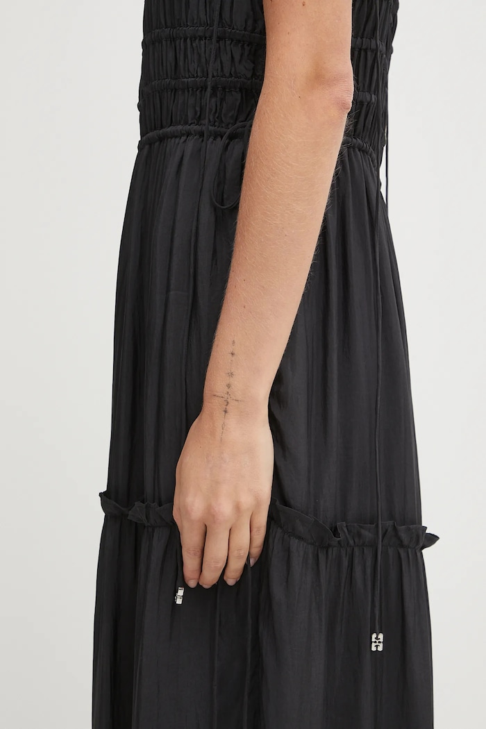 GANNI dress Viscose Habotai Maxi Smock Slip — photo 5