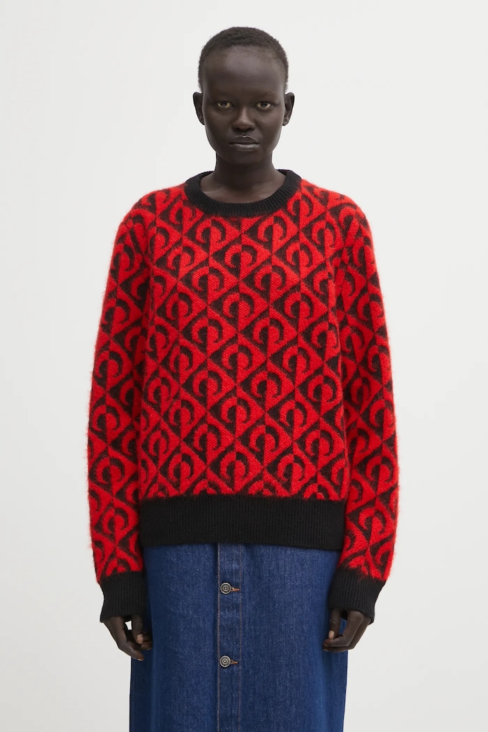 Marine Serre wool blend sweater Moon Lozenge Knit Crewneck