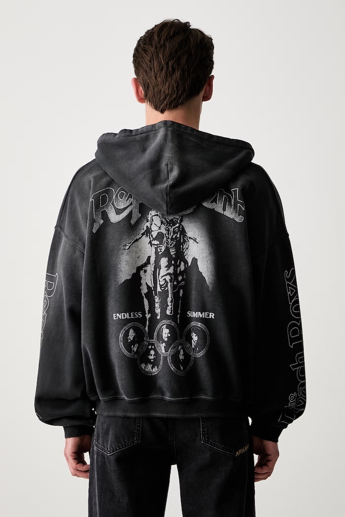 Zip-up hoodie cotton Men's