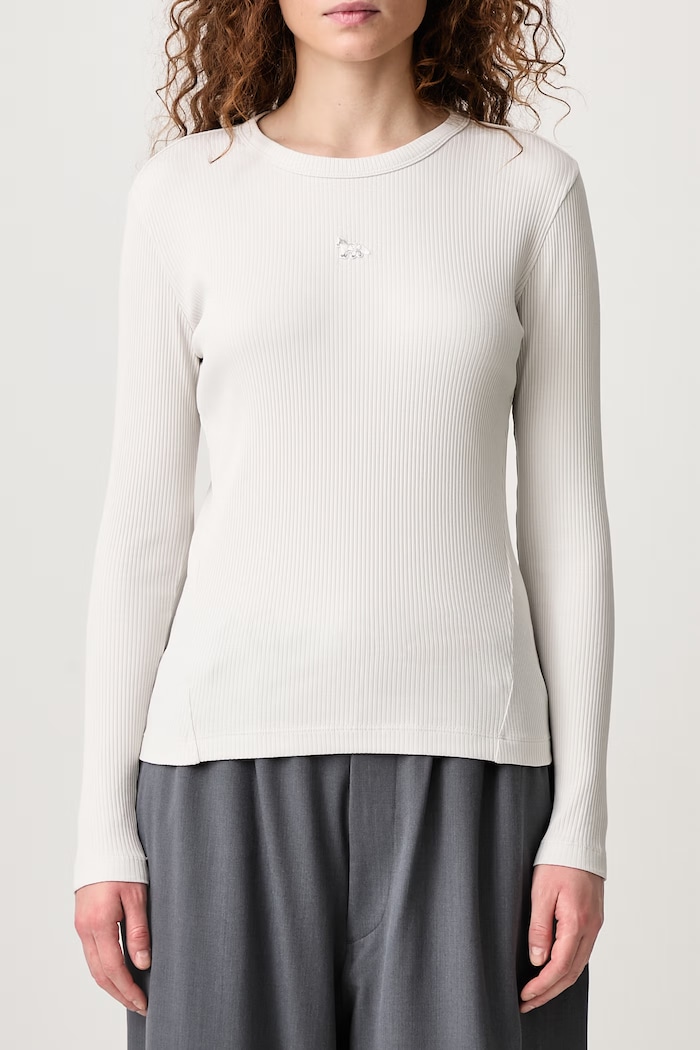 Maison Kitsuné longsleeve Women's cotton with elastane Baby Fox — photo 5