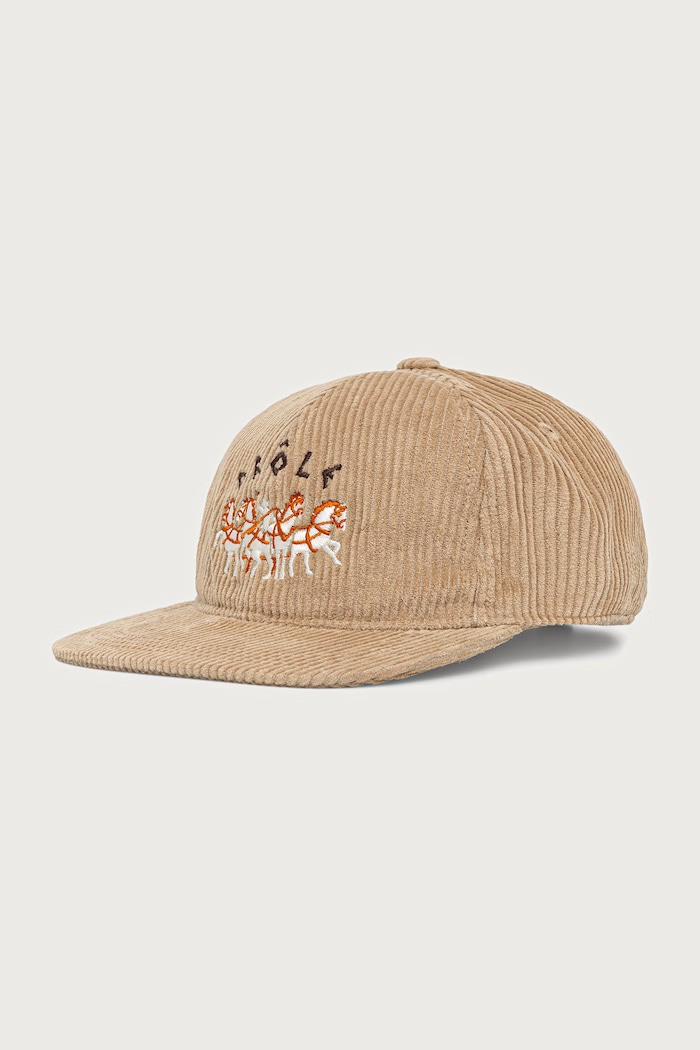 Drôle de Monsieur Flat Drule Horses Embroidery baseball cap corduroy men's