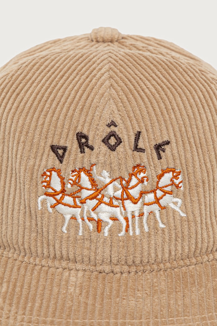 Drôle de Monsieur Flat Drule Horses Embroidery baseball cap corduroy men's — photo 2