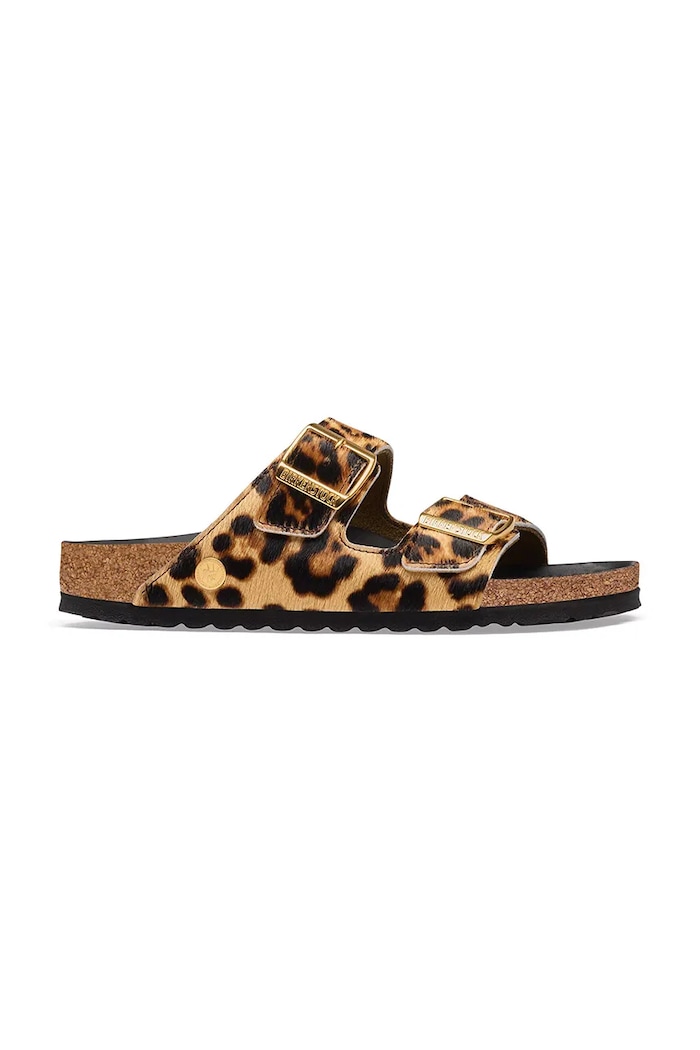 Birkenstock Arizona FUR Leo Natural HEX slides flat heeled Women's leather