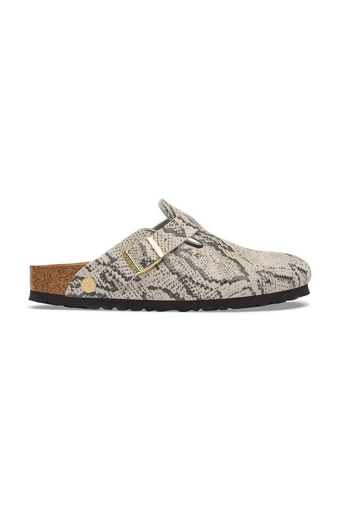 Birkenstock Boston Rivet Logo Suede Leather Snake Flip-flops mules Women's