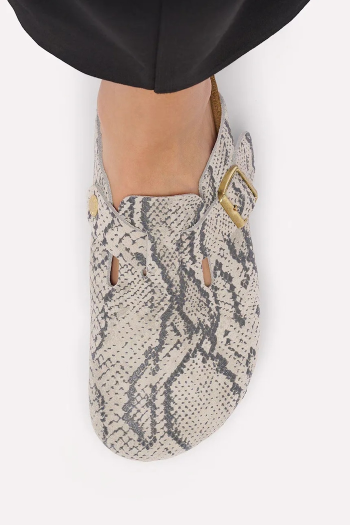 Birkenstock Boston Rivet Logo Suede Leather Snake Flip-flops mules Women's — photo 7