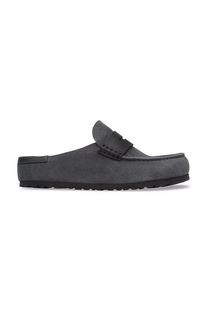 Birkenstock Naples Wrapped double stitch Mixed Leather slides mules suede