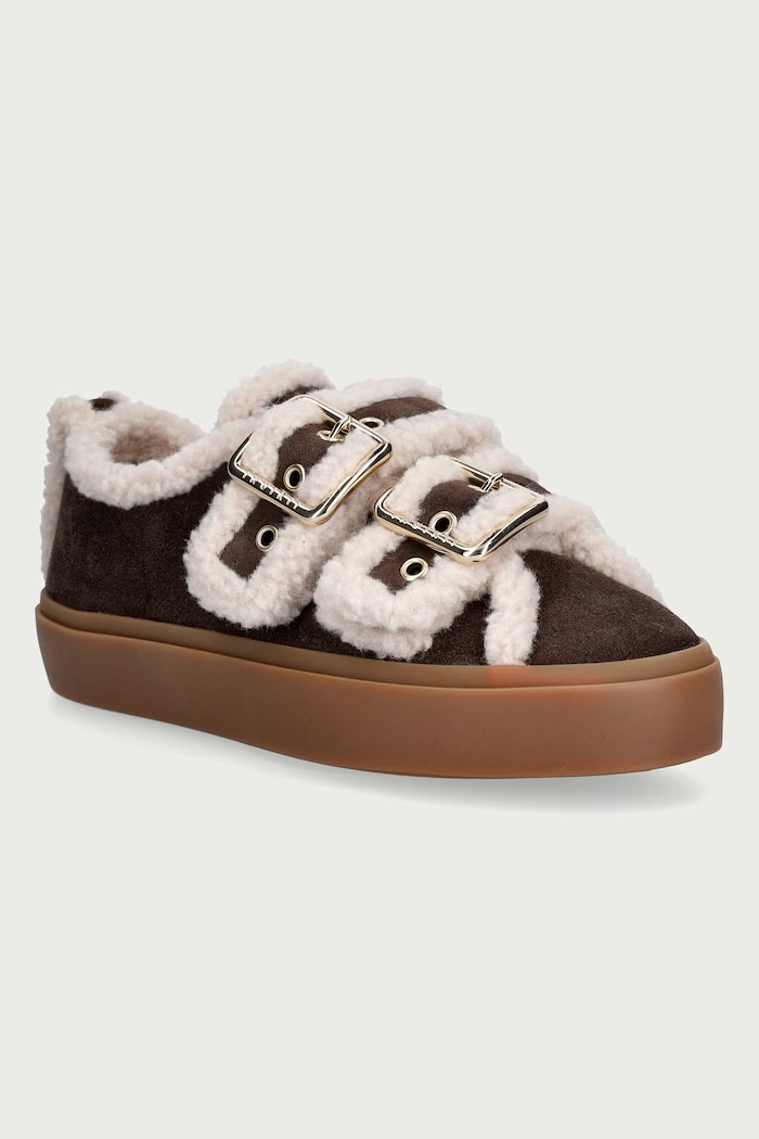 Inuikii Shearling Low Velcro Buckle sneakers Women's suede