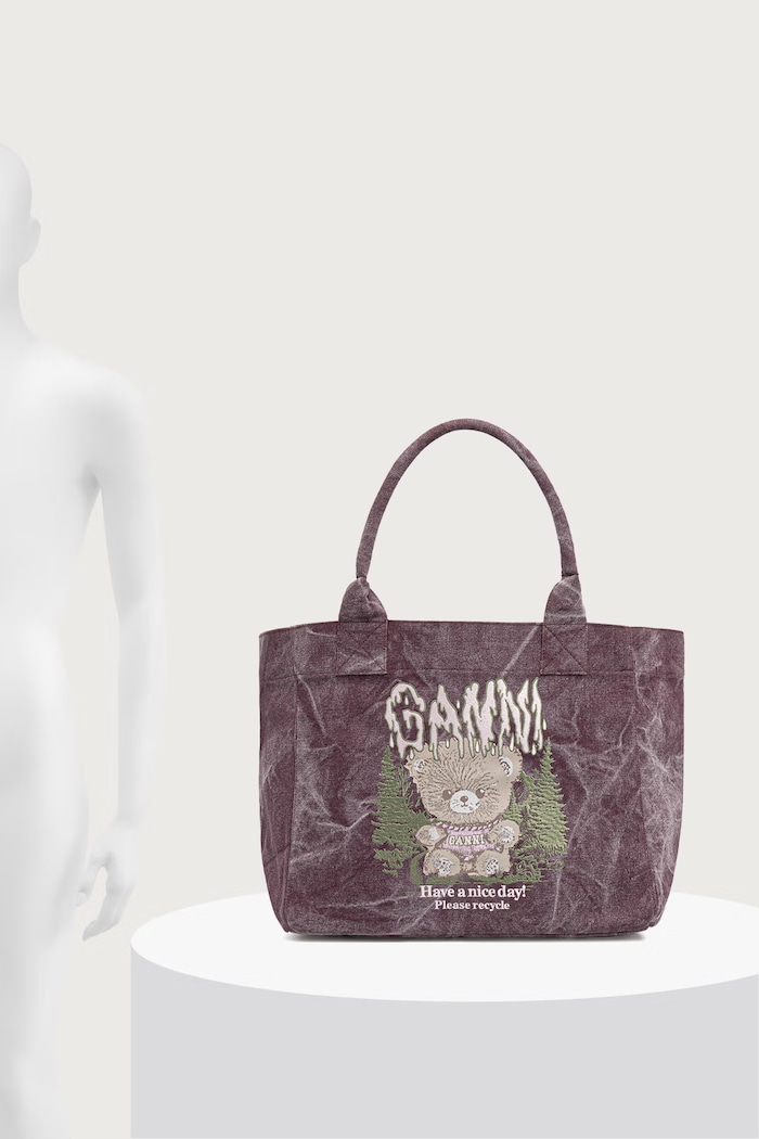 GANNI Medium Snow Teddy Bear shopper bag Women's cotton — photo 6