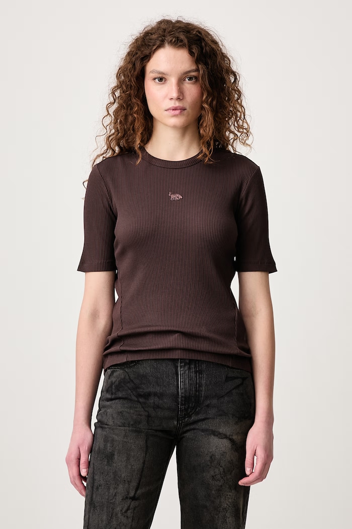 Maison Kitsuné Baby Fox basic t-shirt cotton with elastane Women's