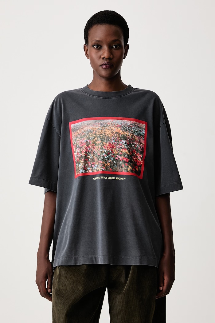 Off-White Flowers Field Skate t-shirt cotton Women's