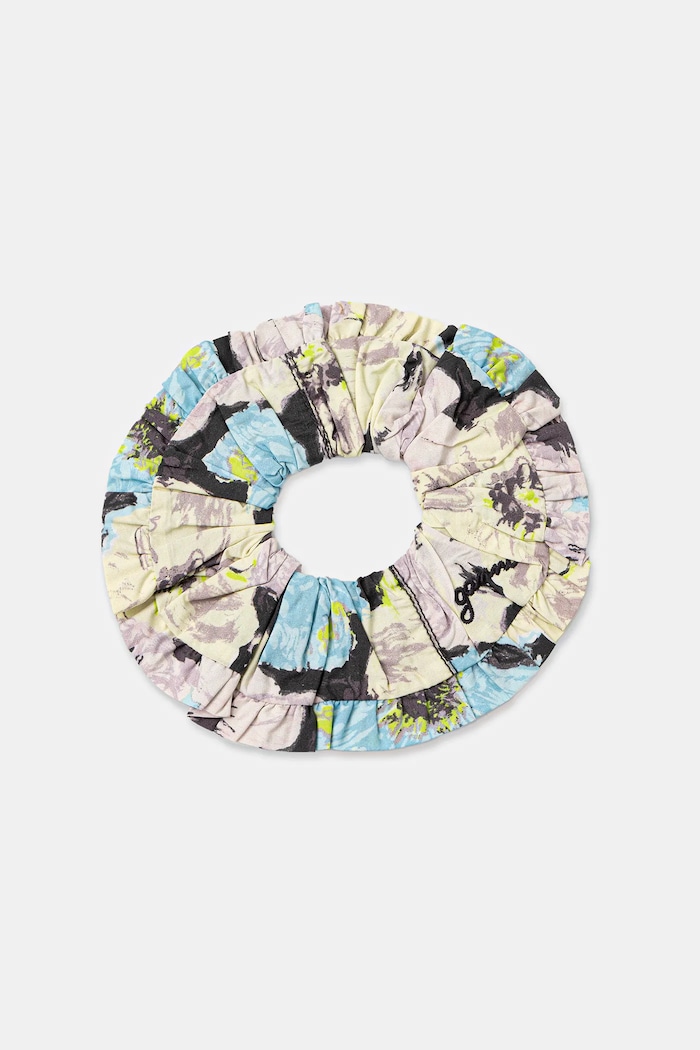 GANNI hair tie Printed Cotton Frill Scrunchie