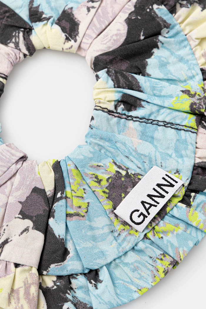GANNI hair tie Printed Cotton Frill Scrunchie — photo 2