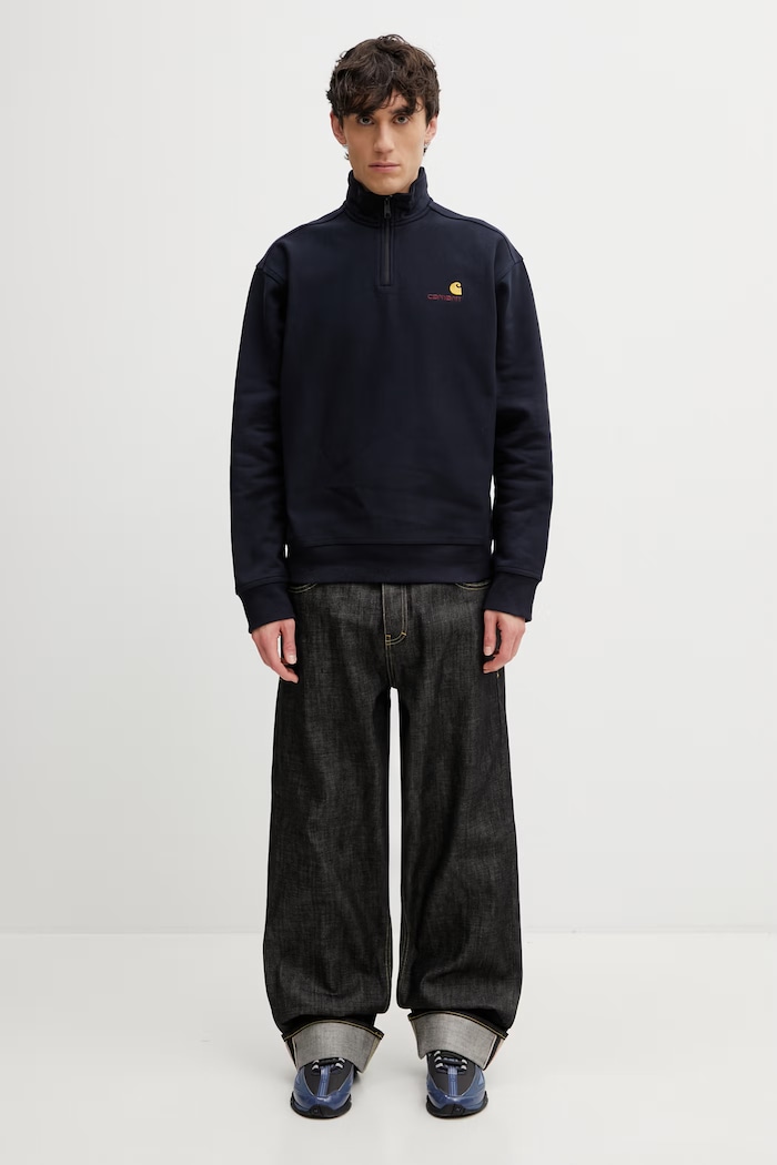 Carhartt WIP Half Zip American Script Sweat lounge sweatshirt cotton with elastane Men's — photo 5