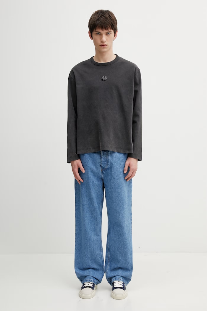 Filling Pieces cotton longsleeve top Boxy Embroidered — photo 5