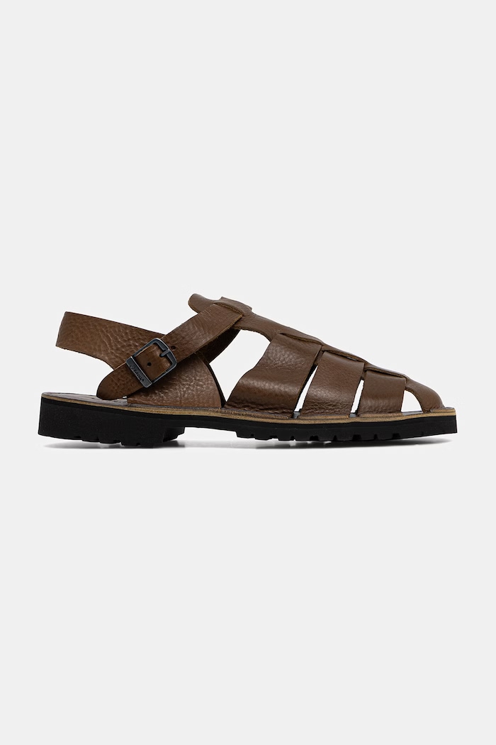 Fracap C731 Black full-grain leather sandals with his fingers covered Men's leather — photo 2