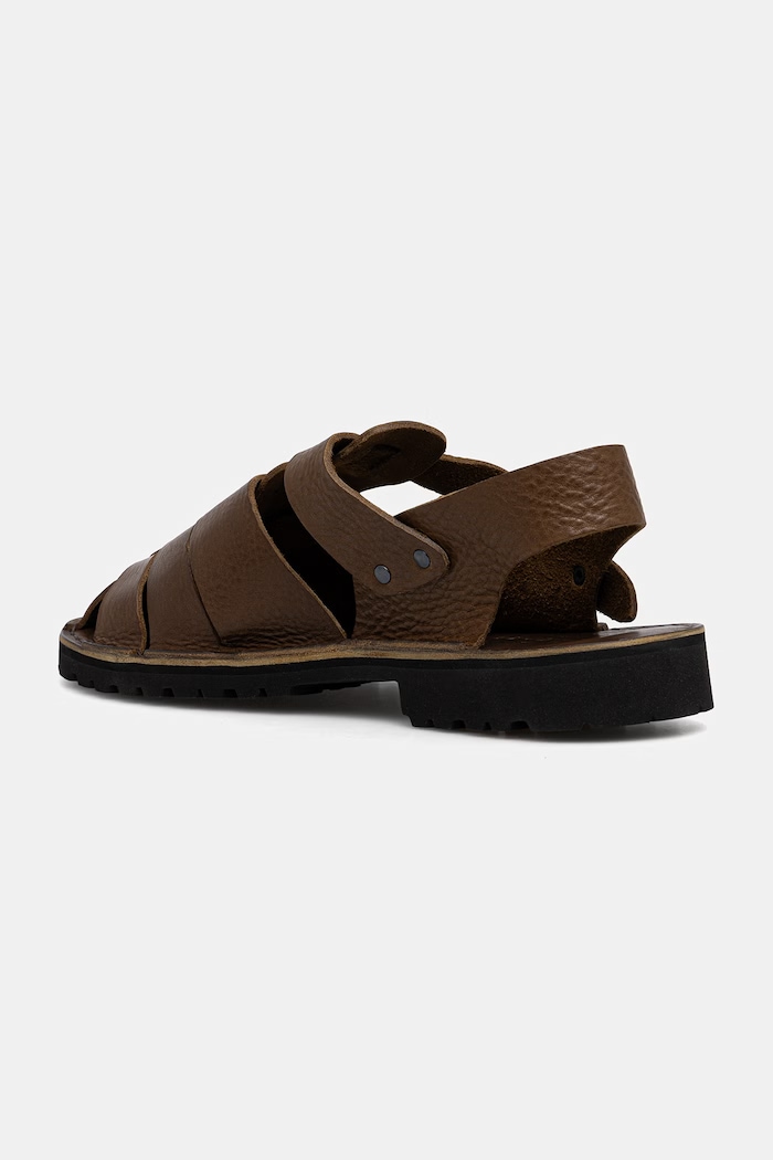 Fracap C731 Black full-grain leather sandals with his fingers covered Men's leather — photo 3