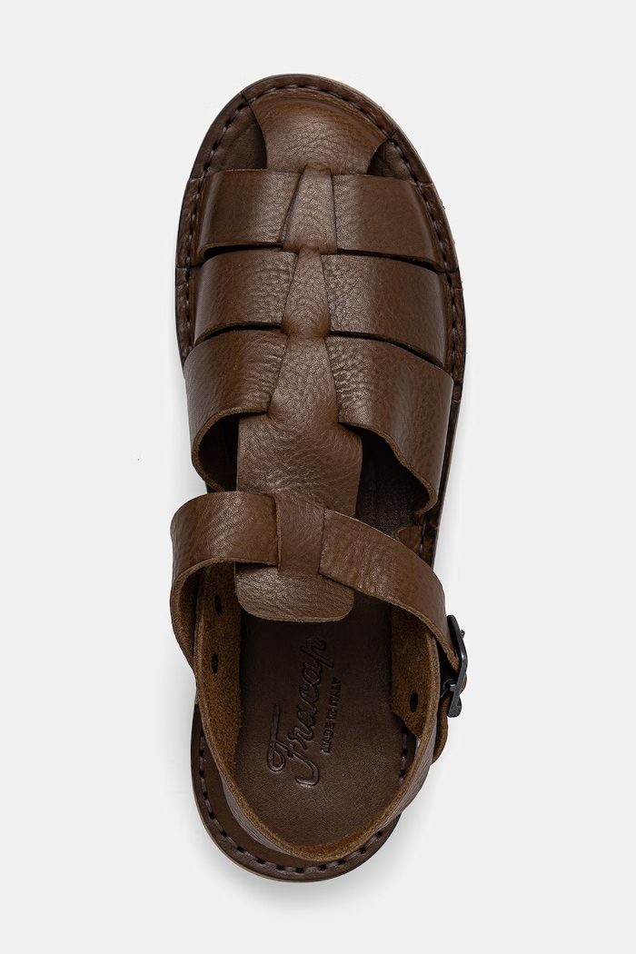 Fracap C731 Black full-grain leather sandals with his fingers covered Men's leather — photo 4