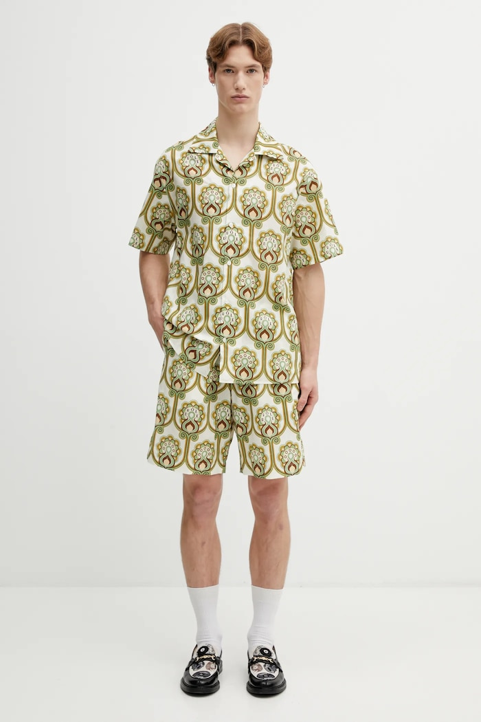 Drôle de Monsieur Short Tapisserie Florale Lin Men's shorts with linen — photo 5