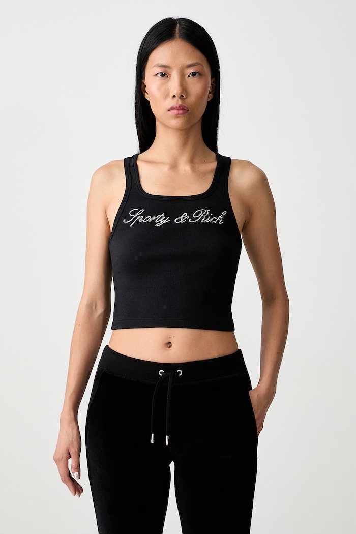 Sporty & Rich Signature Logo Krystal top cotton with elastane Women's