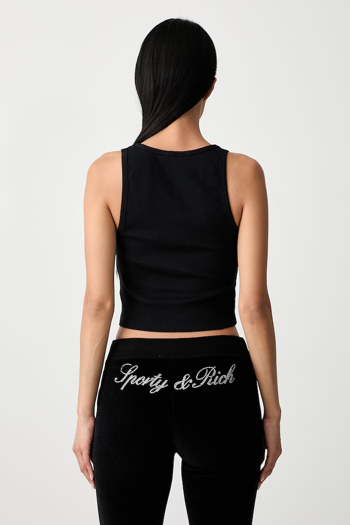 Sporty & Rich Signature Logo Krystal top cotton with elastane Women's — photo 3
