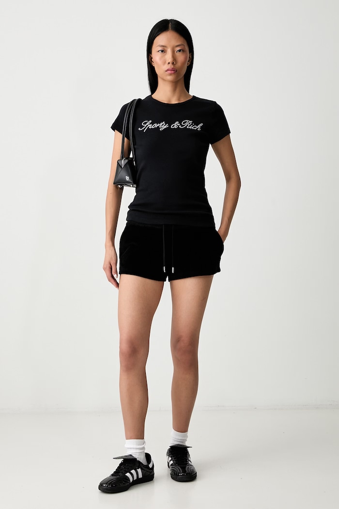 Sporty & Rich Signature Logo Krystal t-shirt cotton Women's — photo 2