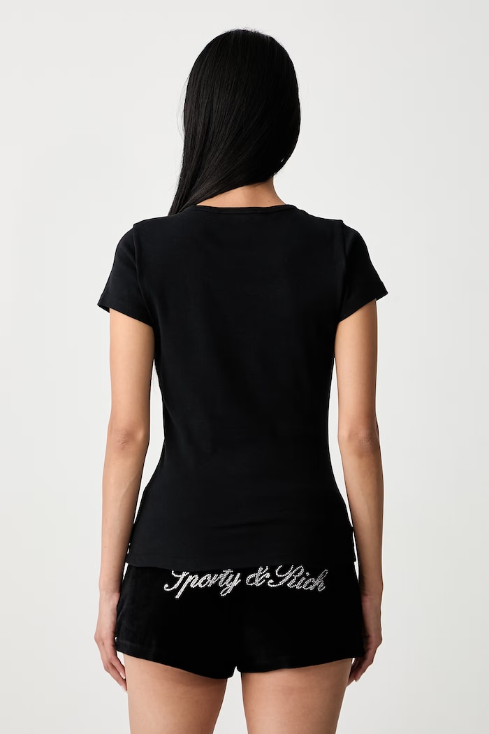 Sporty & Rich Signature Logo Krystal t-shirt cotton Women's — photo 3