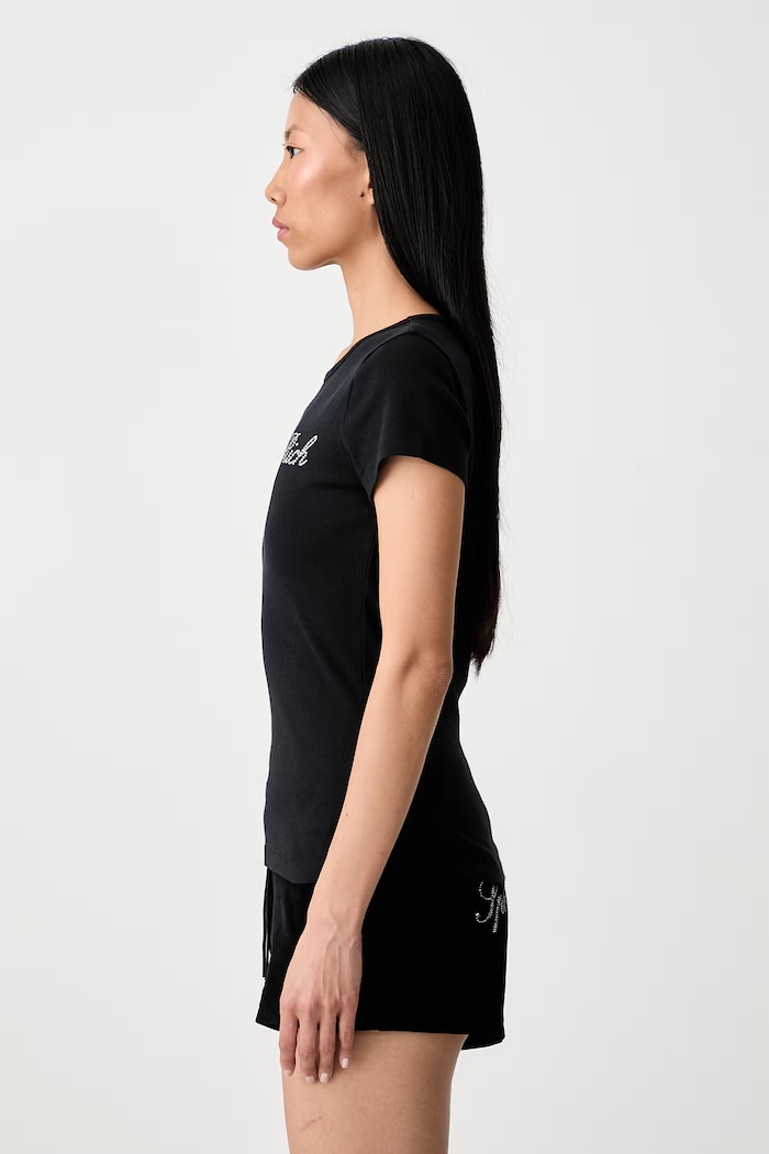 Sporty & Rich Signature Logo Krystal t-shirt cotton Women's — photo 4